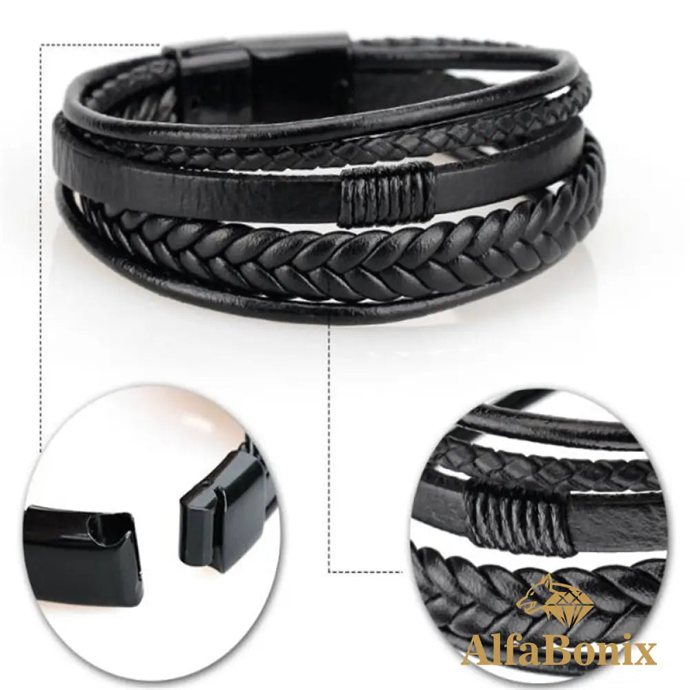 Pulseira Geometric Em Couro