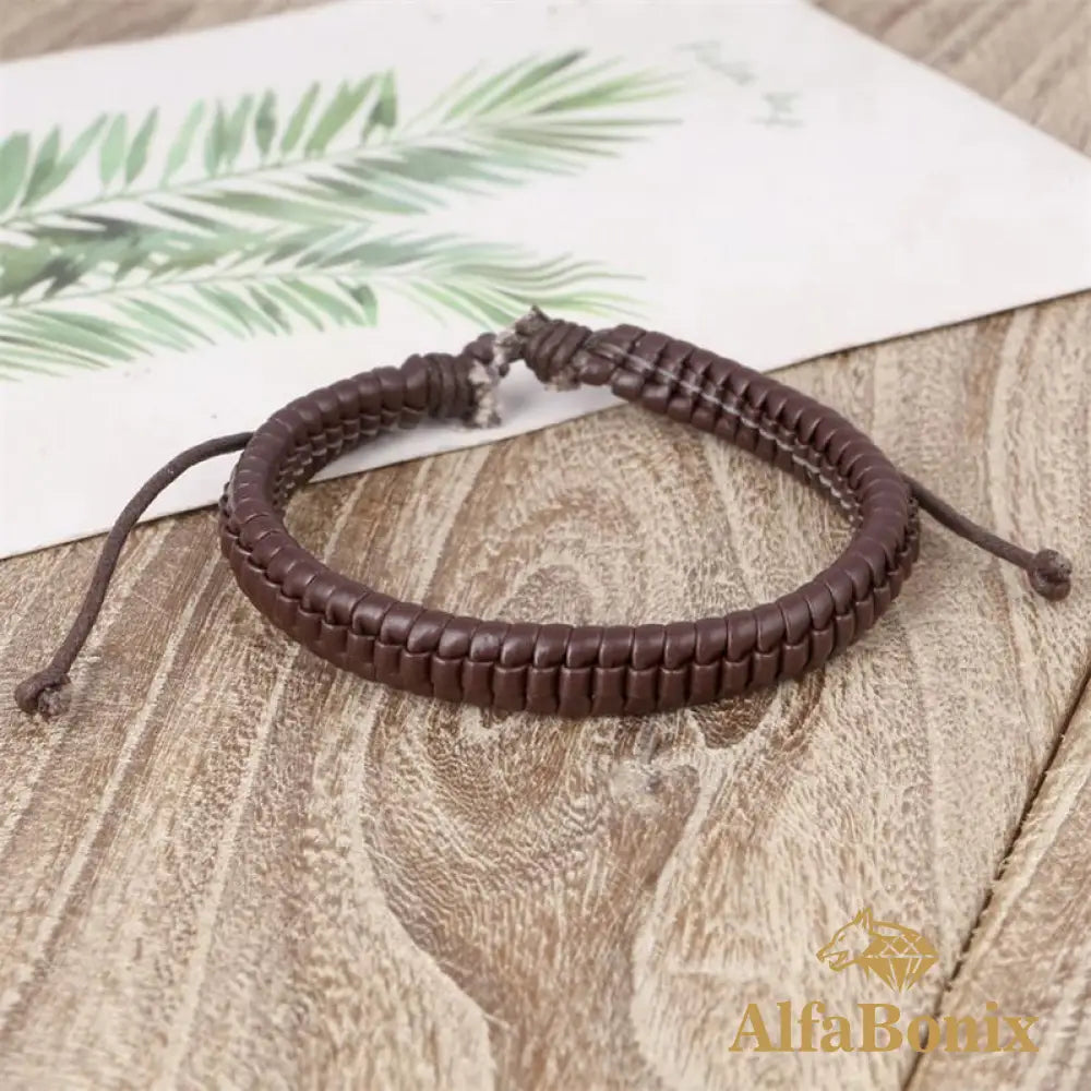 Pulseira Geometric Em Couro