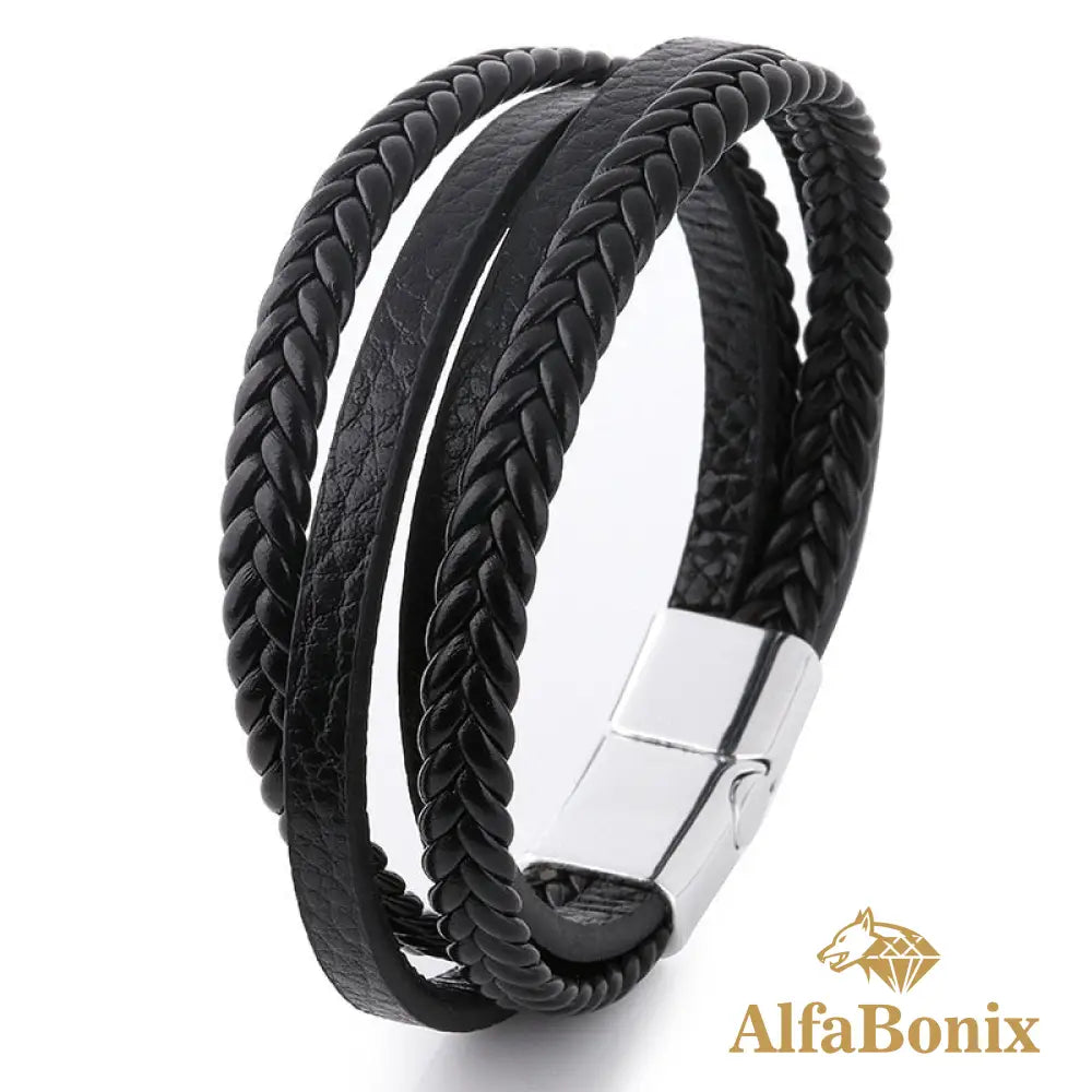 Pulseira Geometric Em Couro