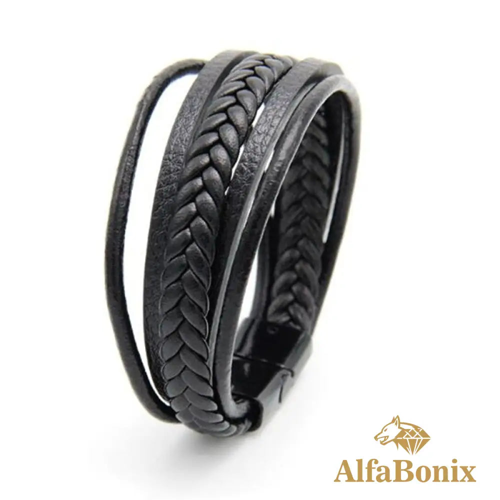 Pulseira Geometric Em Couro