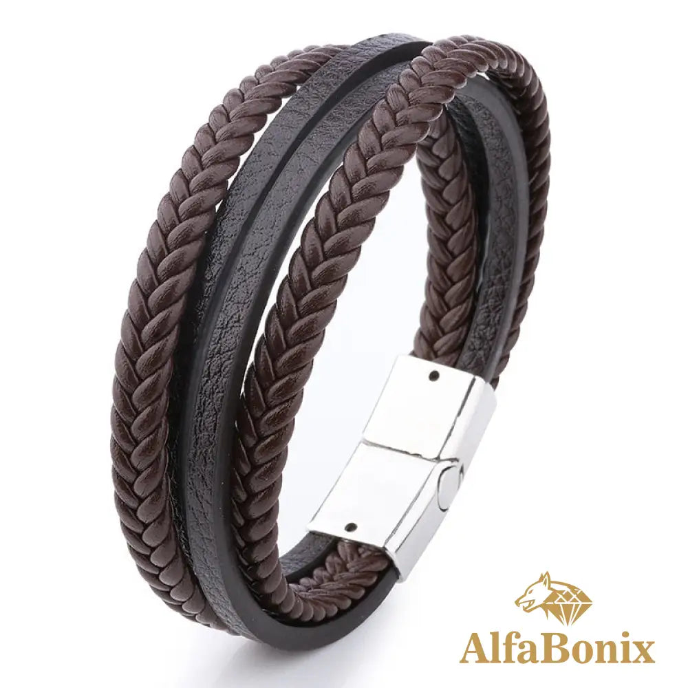 Pulseira Geometric Em Couro