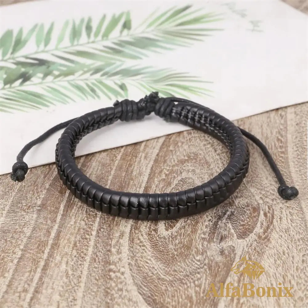 Pulseira Geometric Em Couro