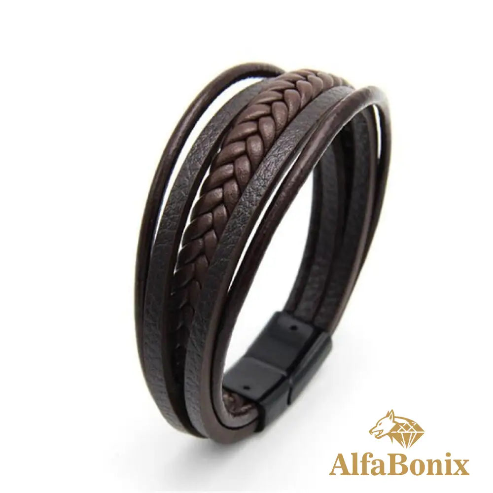 Pulseira Geometric Em Couro