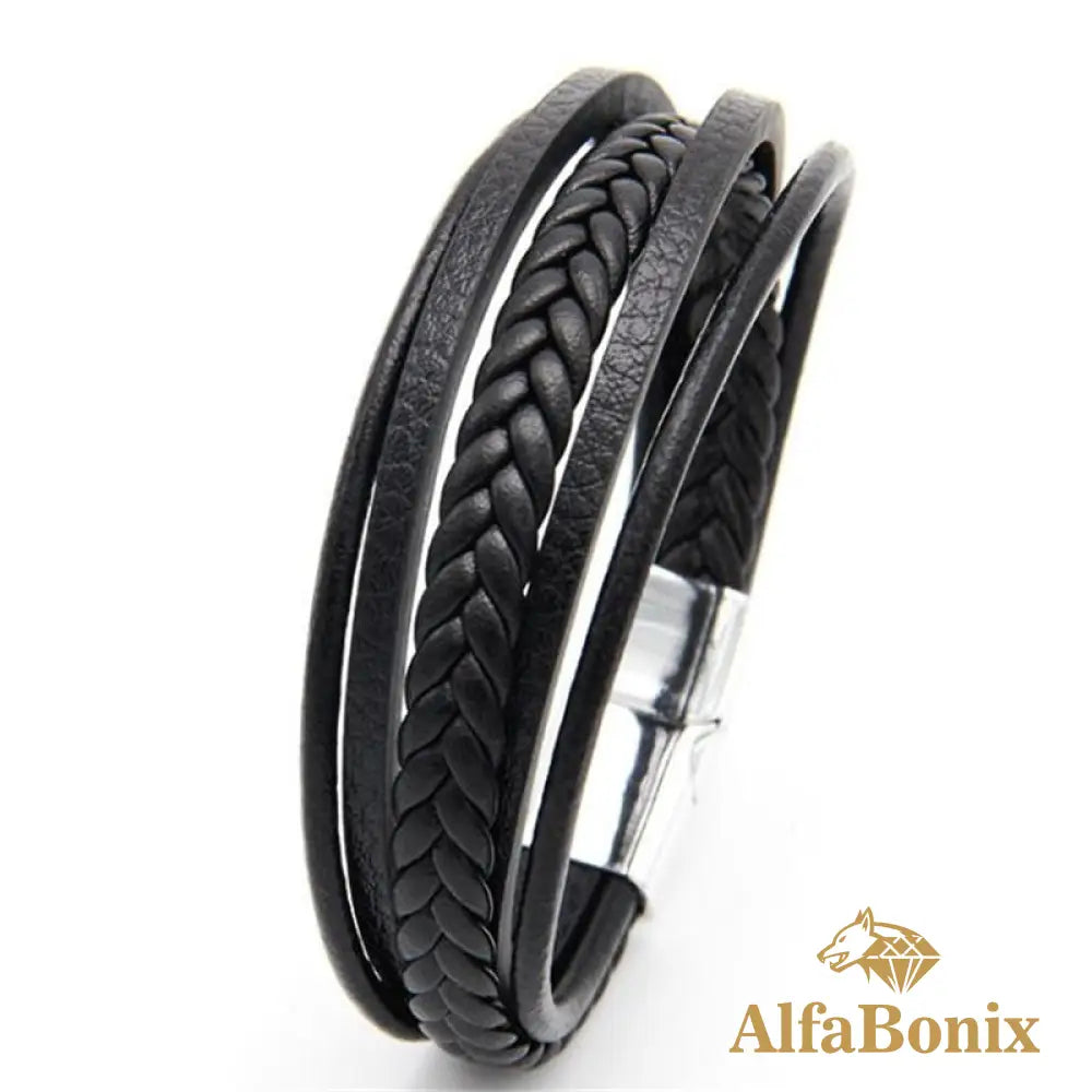 Pulseira Geometric Em Couro