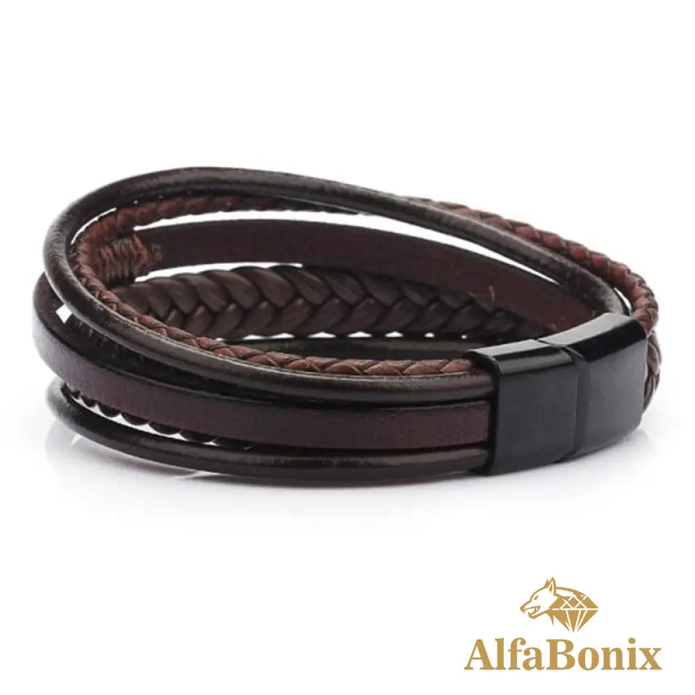 Pulseira Geometric Em Couro