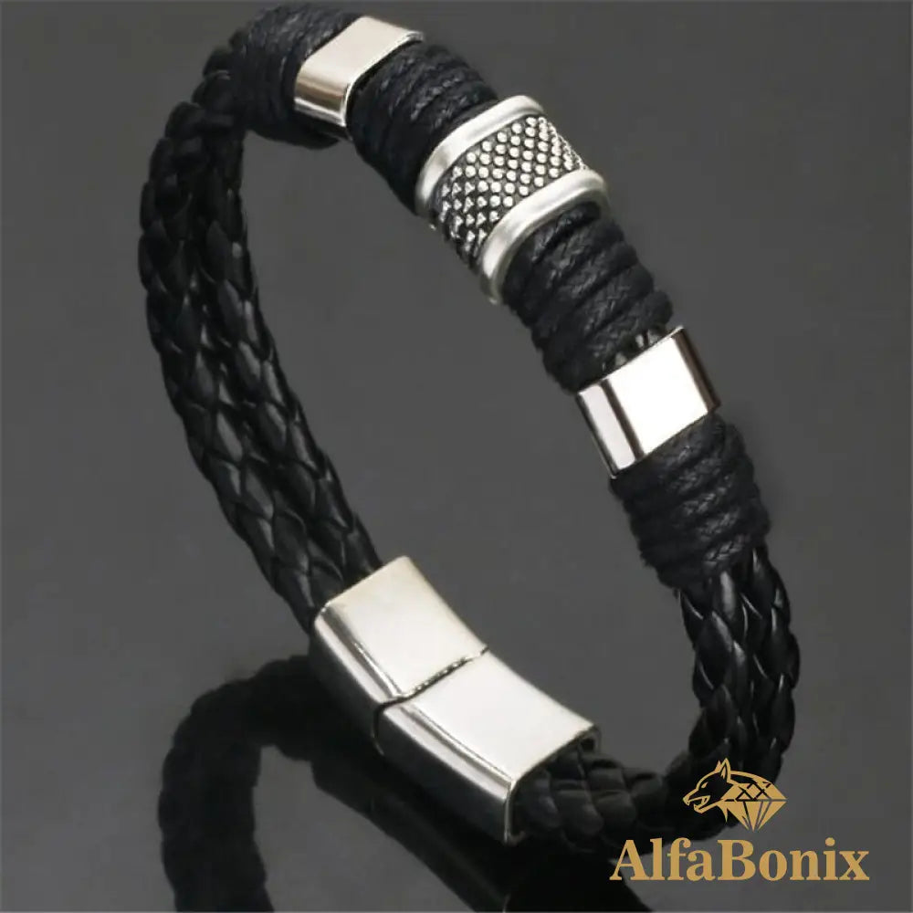 Pulseira Geometric Em Couro