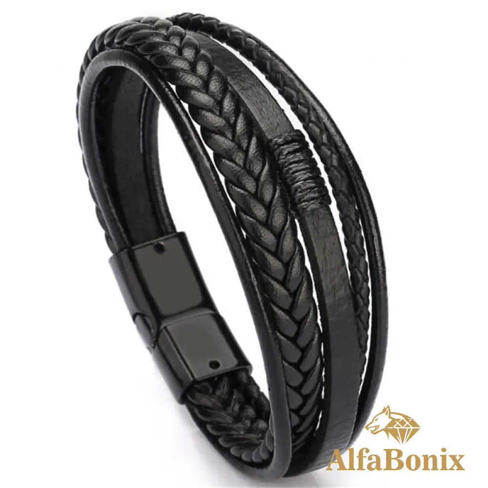 Pulseira Geometric Em Couro