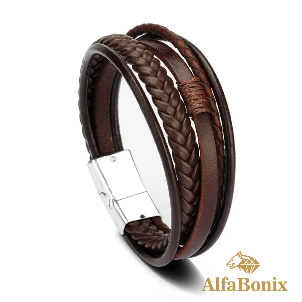 Pulseira Geometric Em Couro