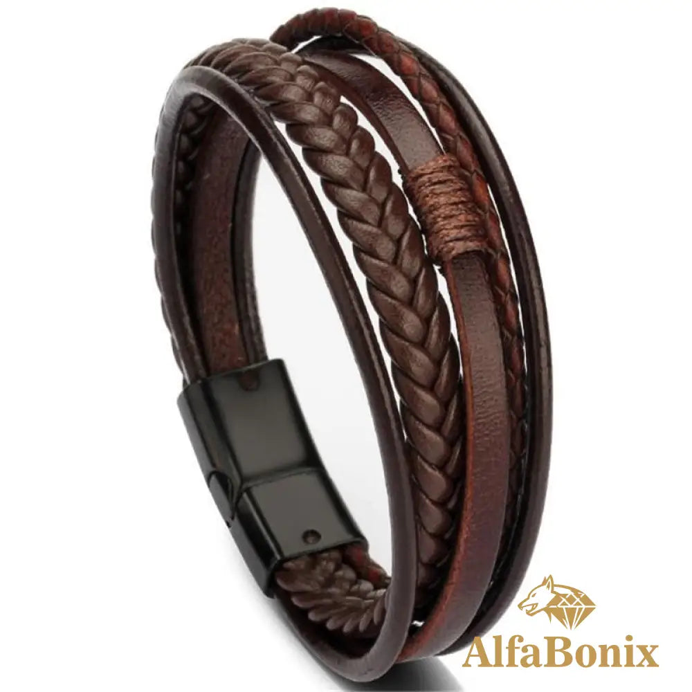 Pulseira Geometric Em Couro