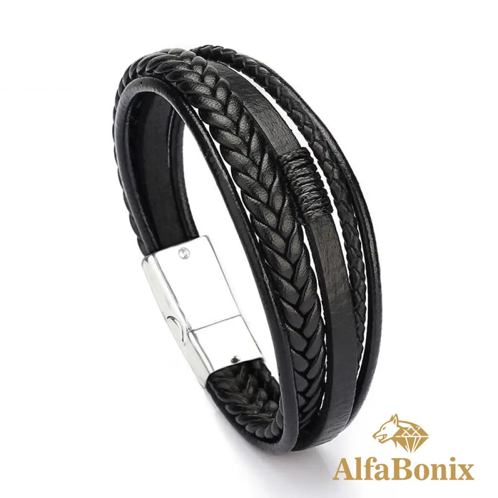 Pulseira Geometric Em Couro