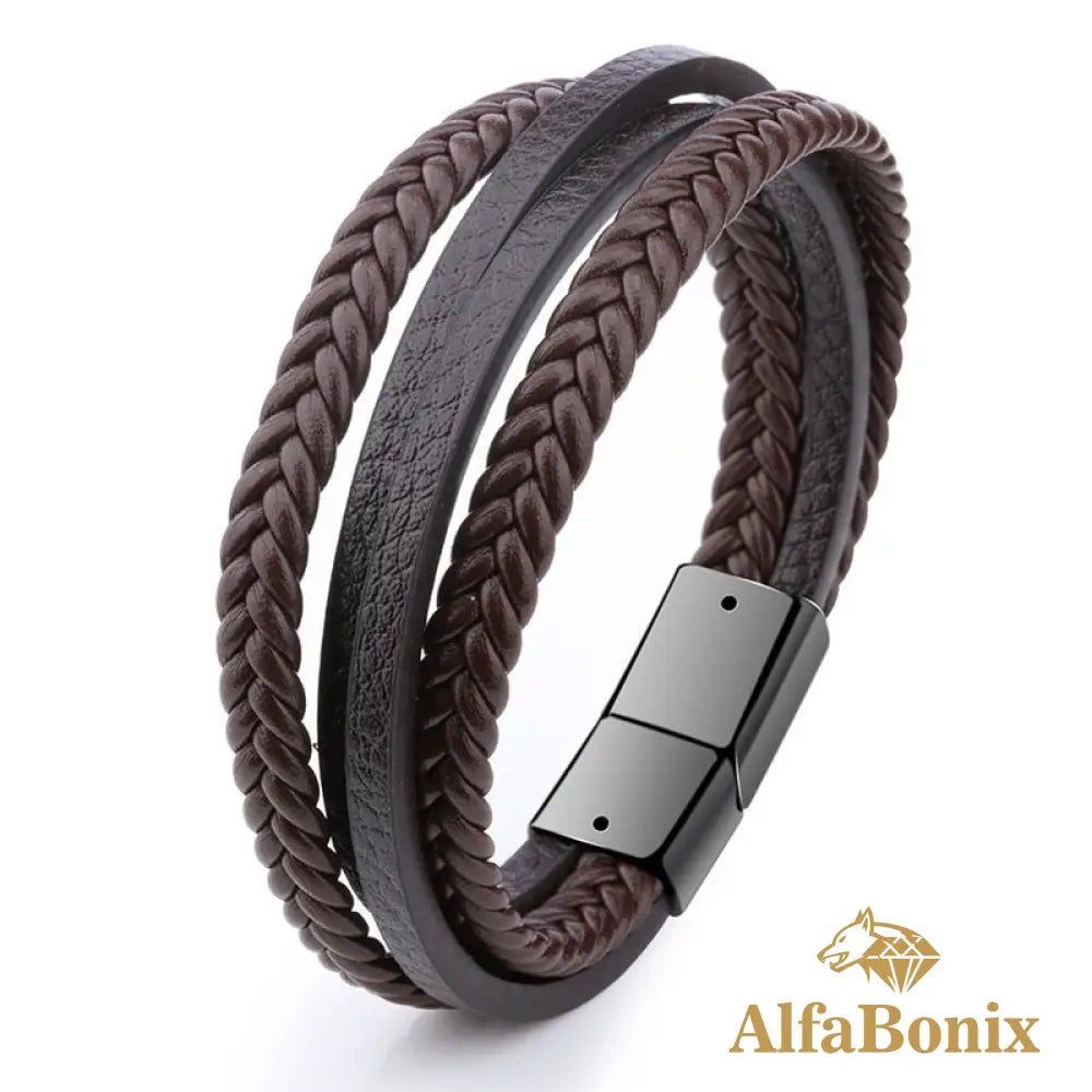 Pulseira Geometric Em Couro