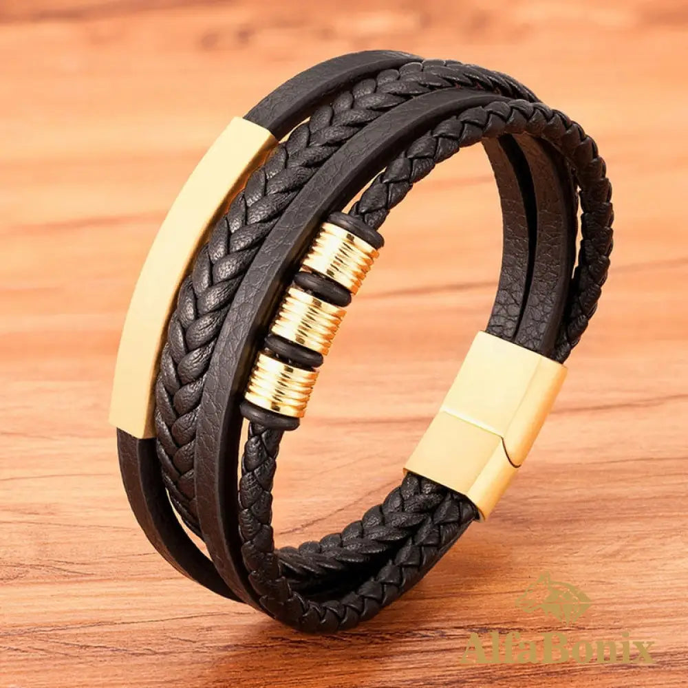 Pulseira Masculina Vintage Dourado / 19Cm