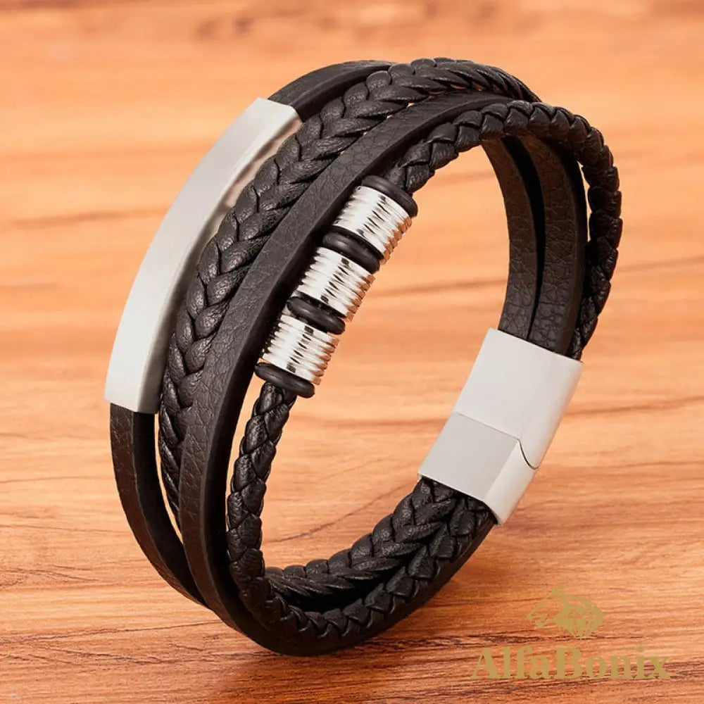 Pulseira Masculina Vintage Prateado / 19Cm