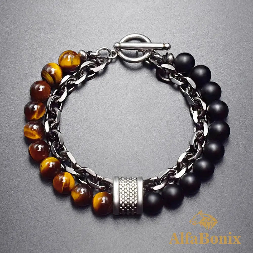 Pulseira Olho De Tigre Preto E Amarelo