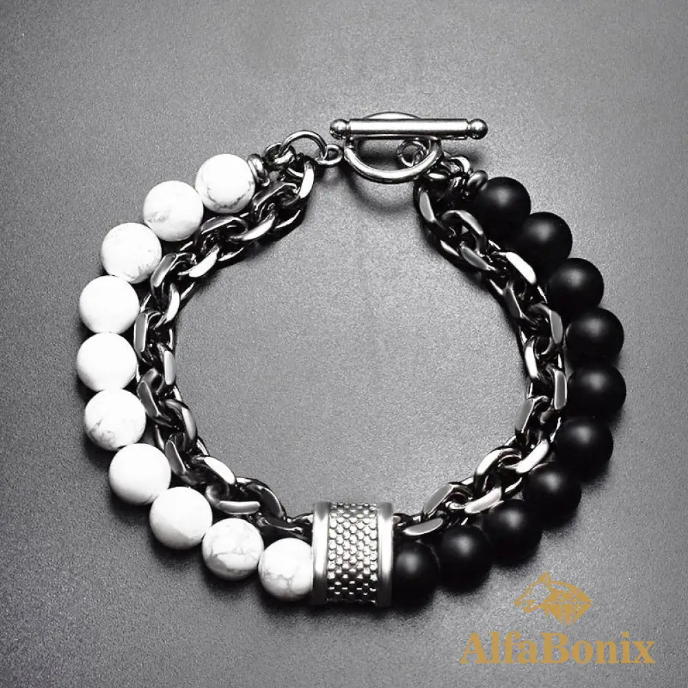 Pulseira Olho De Tigre Preto E Branco