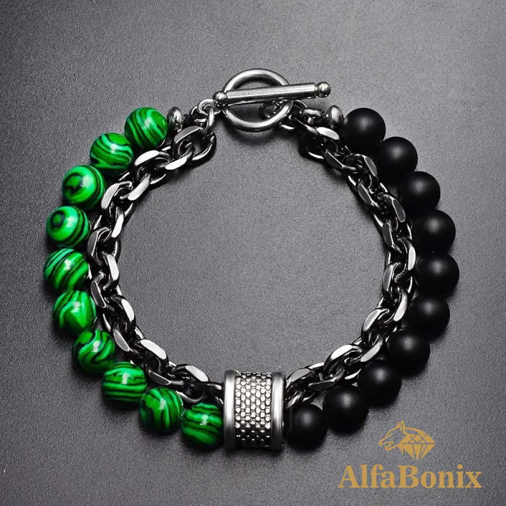Pulseira Olho De Tigre Preto E Verde