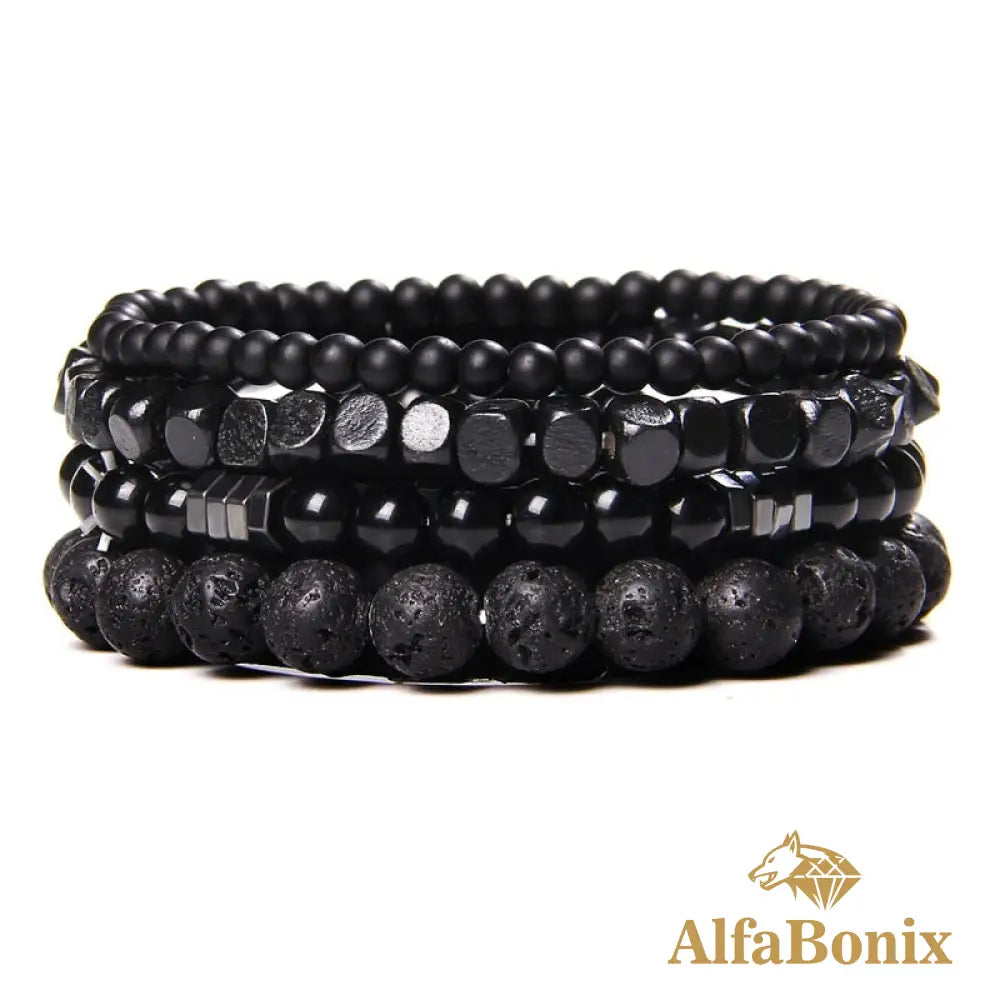 Pulseira Pedras Naturais De Proteção E Boas Energias Black / 19Cm