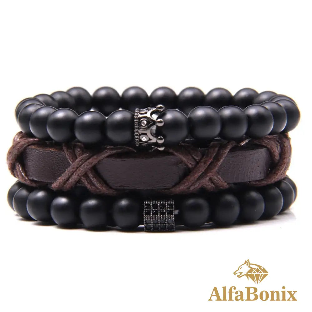 Pulseira Pedras Naturais De Proteção E Boas Energias Crown / 19Cm