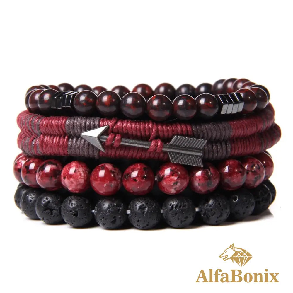 Pulseira Pedras Naturais De Proteção E Boas Energias Red Arrow / 19Cm