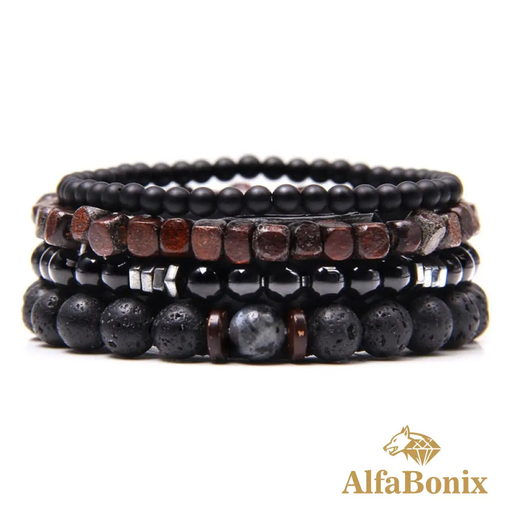 Pulseira Pedras Naturais De Proteção E Boas Energias Square Boodstone / 19Cm