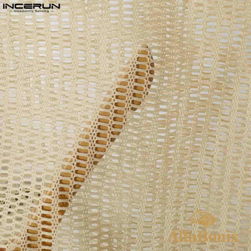 Fashion Sexy Style Tops INCERUN Mens Mesh Hollowed Vests Summer Casual Streetwear Male All-match Sleeveless Tank Tops