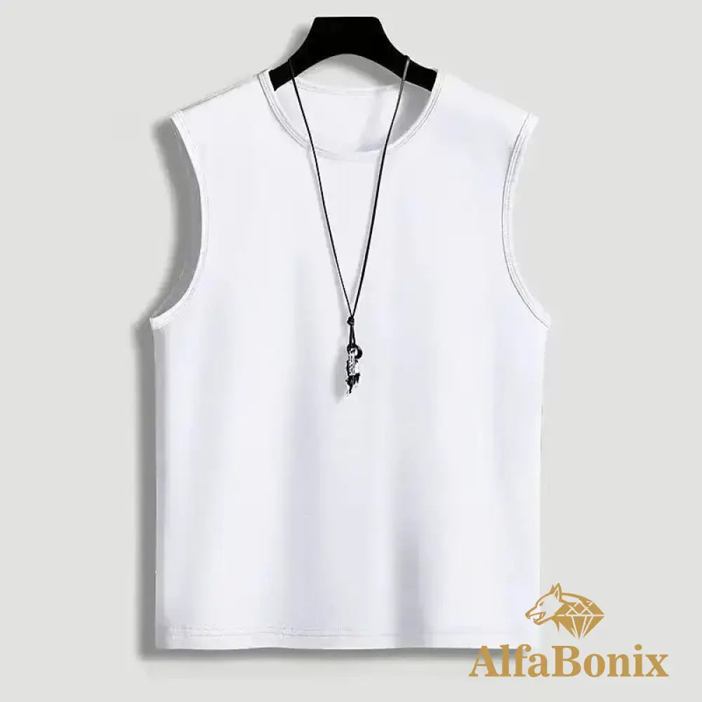 Trendy Summer Casual Shoulder Vest For Men Loose Fit Sports T-Shirt Studentins Sweat Fashionable