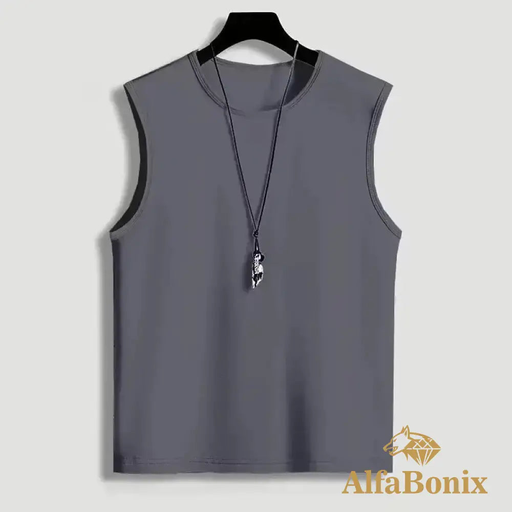 Trendy Summer Casual Shoulder Vest For Men Loose Fit Sports T-Shirt Studentins Sweat Fashionable