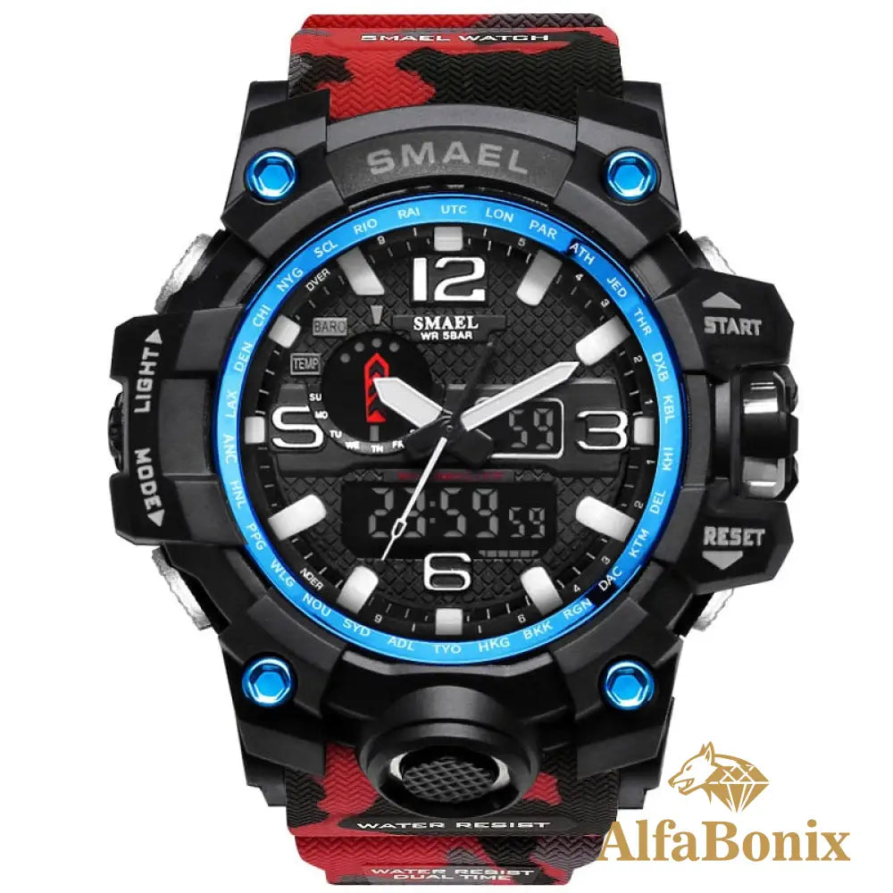 Relógio Militar Bonix Israel Vermelho Camuflado