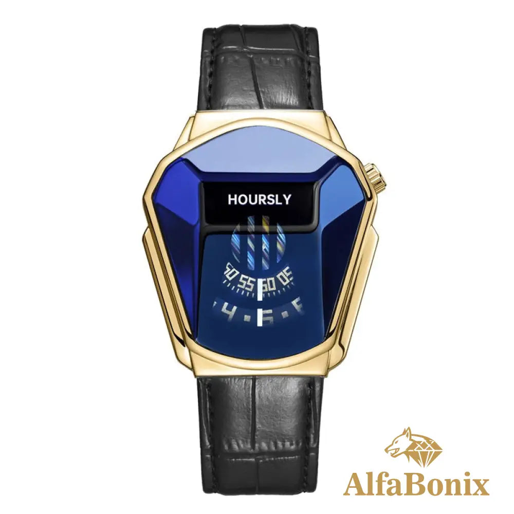 Relógio Torside Fashion Dourado Azul Couro