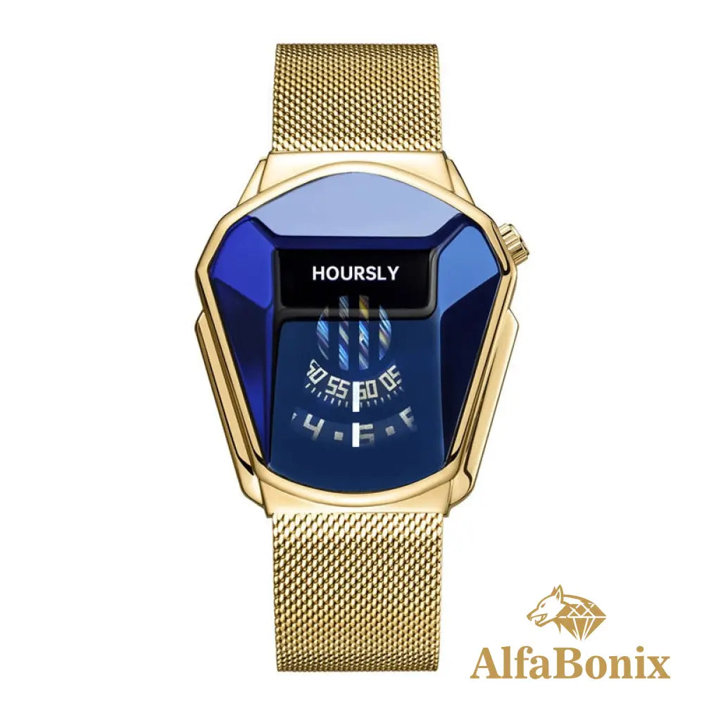 Relógio Torside Fashion Dourado Azul Malha