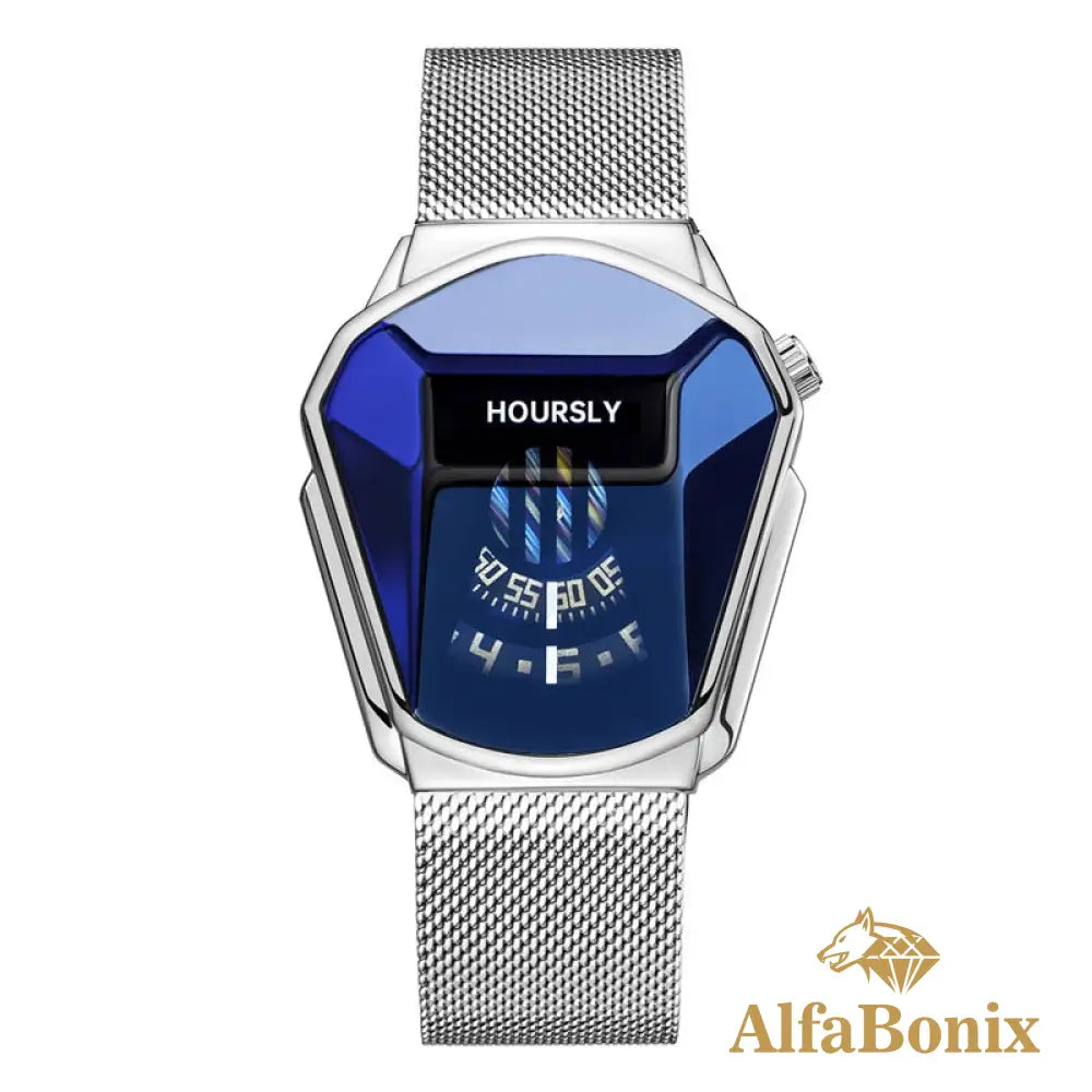 Relógio Torside Fashion Prateado Azul Malha