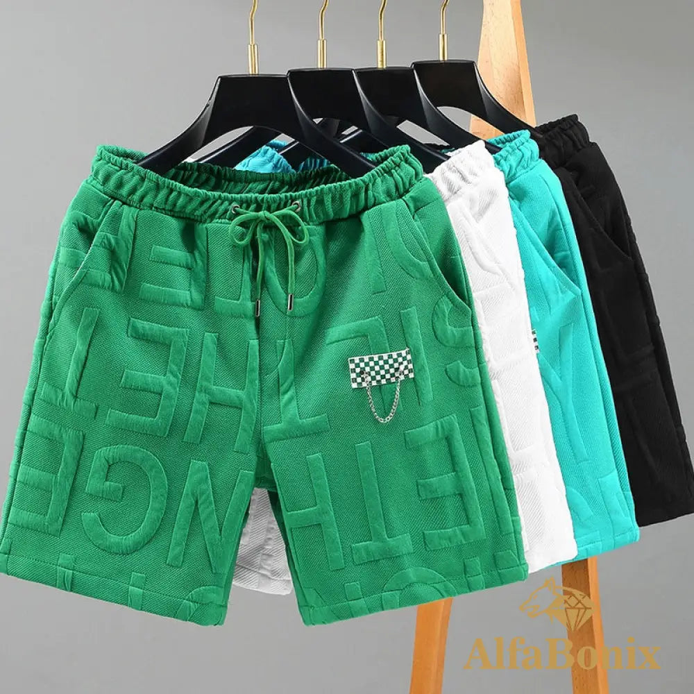 Letters Size 5Xl 6Xl 7Xl 2023 New Fashion Knitted Shorts Men Comfortable Elastic Waist Clothing Male