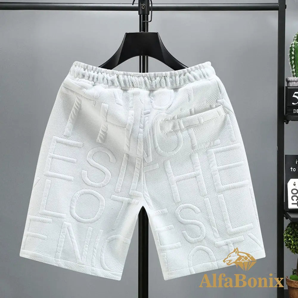 Letters Size 5Xl 6Xl 7Xl 2023 New Fashion Knitted Shorts Men Comfortable Elastic Waist Clothing Male