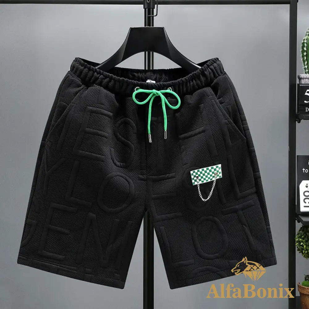 Letters Size 5Xl 6Xl 7Xl 2023 New Fashion Knitted Shorts Men Comfortable Elastic Waist Clothing Male