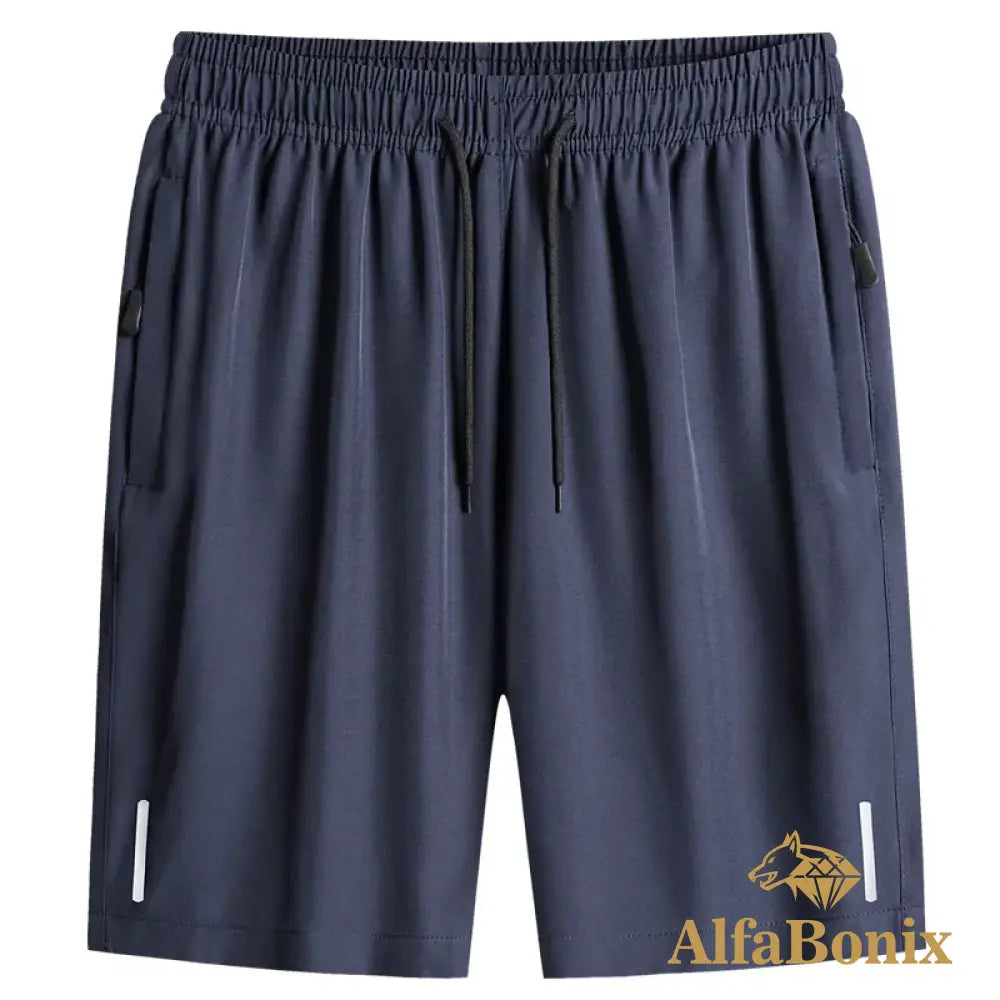 Summer High Quality Ice Thin Style Shorts Men Casual Elastic Waist Quick Dry Sports Fitness Jogging