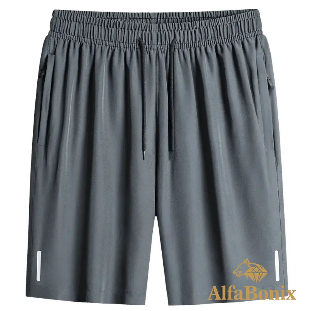 Summer High Quality Ice Thin Style Shorts Men Casual Elastic Waist Quick Dry Sports Fitness Jogging