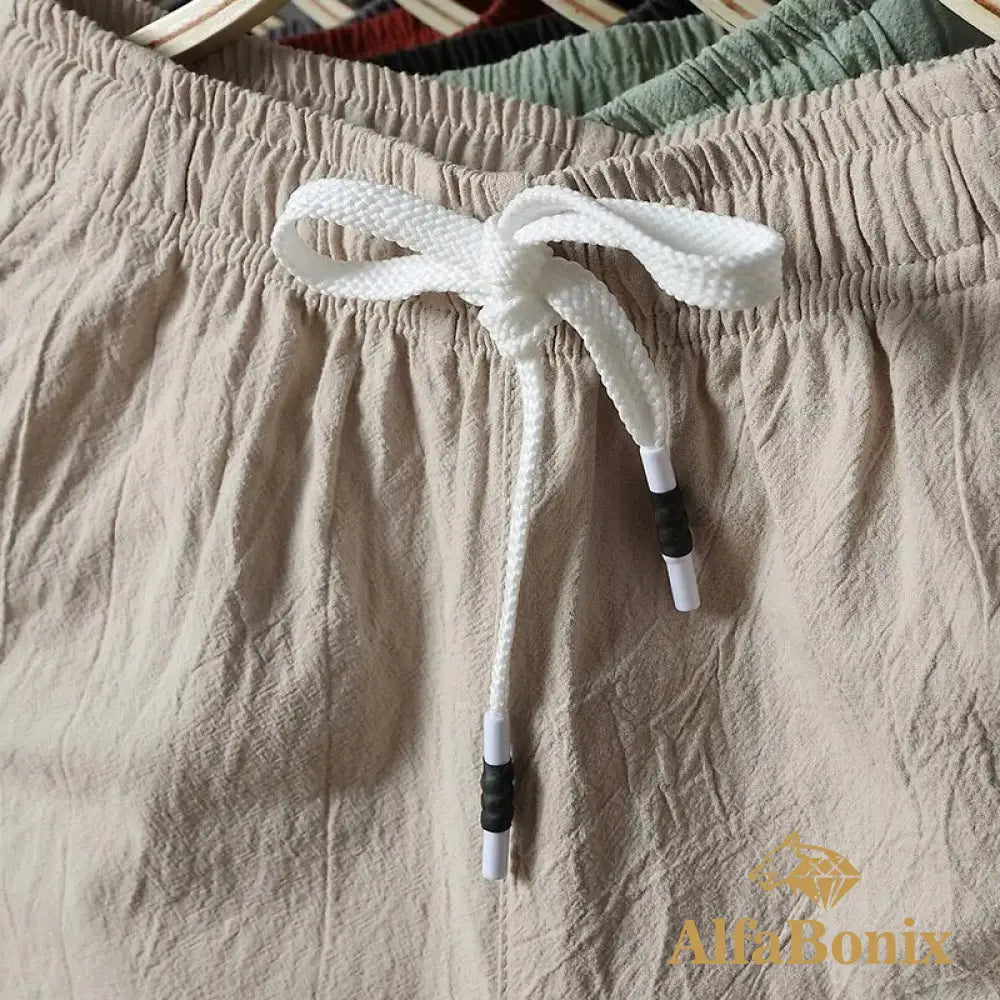 2023 New Summer Shorts Casual Mens Solid Color Knee Length Pants Thin Breathable Beach Loose Size