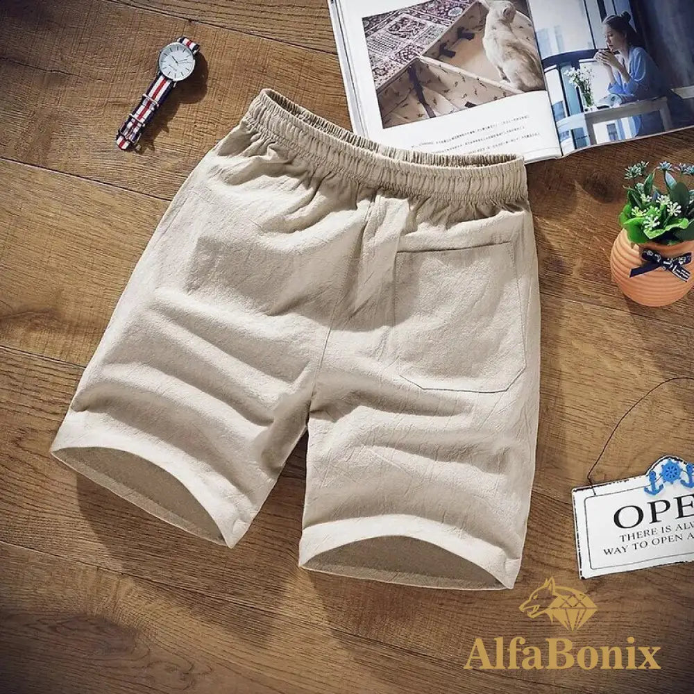 2023 New Summer Shorts Casual Mens Solid Color Knee Length Pants Thin Breathable Beach Loose Size