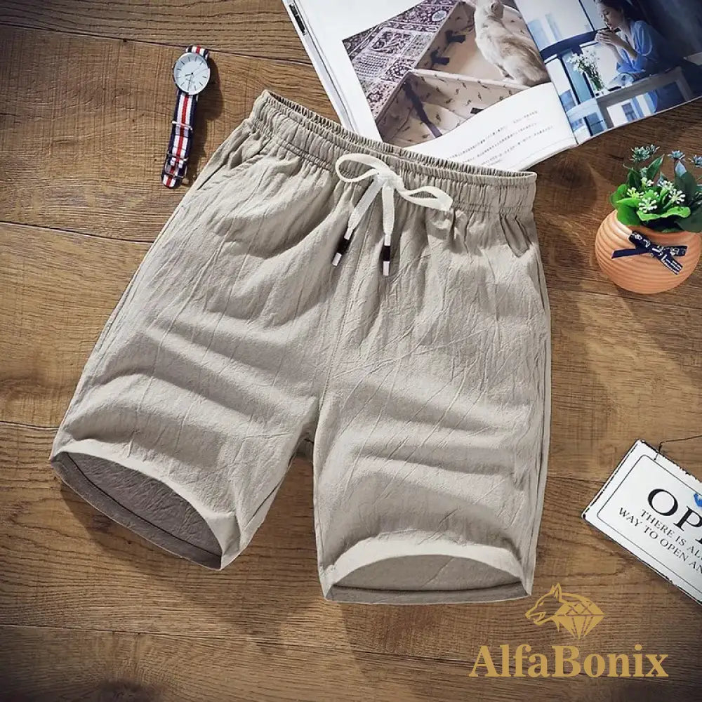 2023 New Summer Shorts Casual Mens Solid Color Knee Length Pants Thin Breathable Beach Loose Size