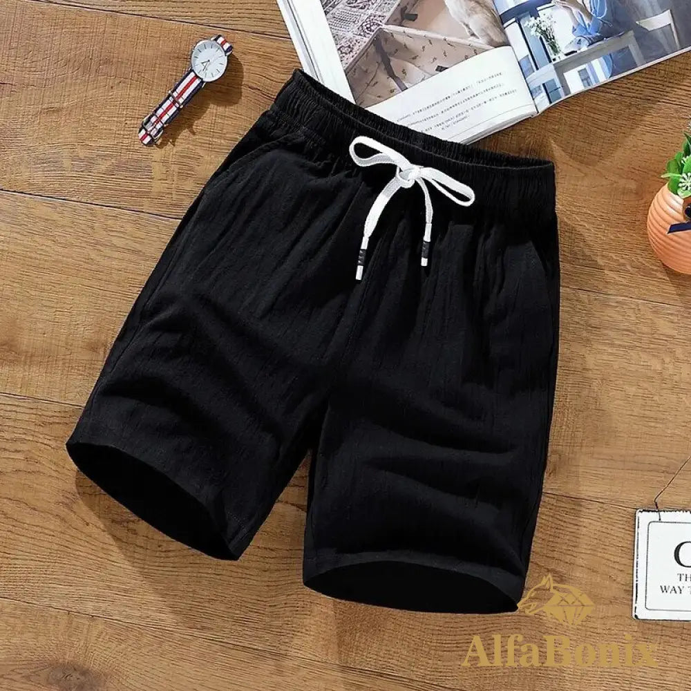 2023 New Summer Shorts Casual Mens Solid Color Knee Length Pants Thin Breathable Beach Loose Size