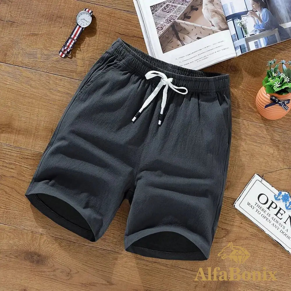 2023 New Summer Shorts Casual Mens Solid Color Knee Length Pants Thin Breathable Beach Loose Size