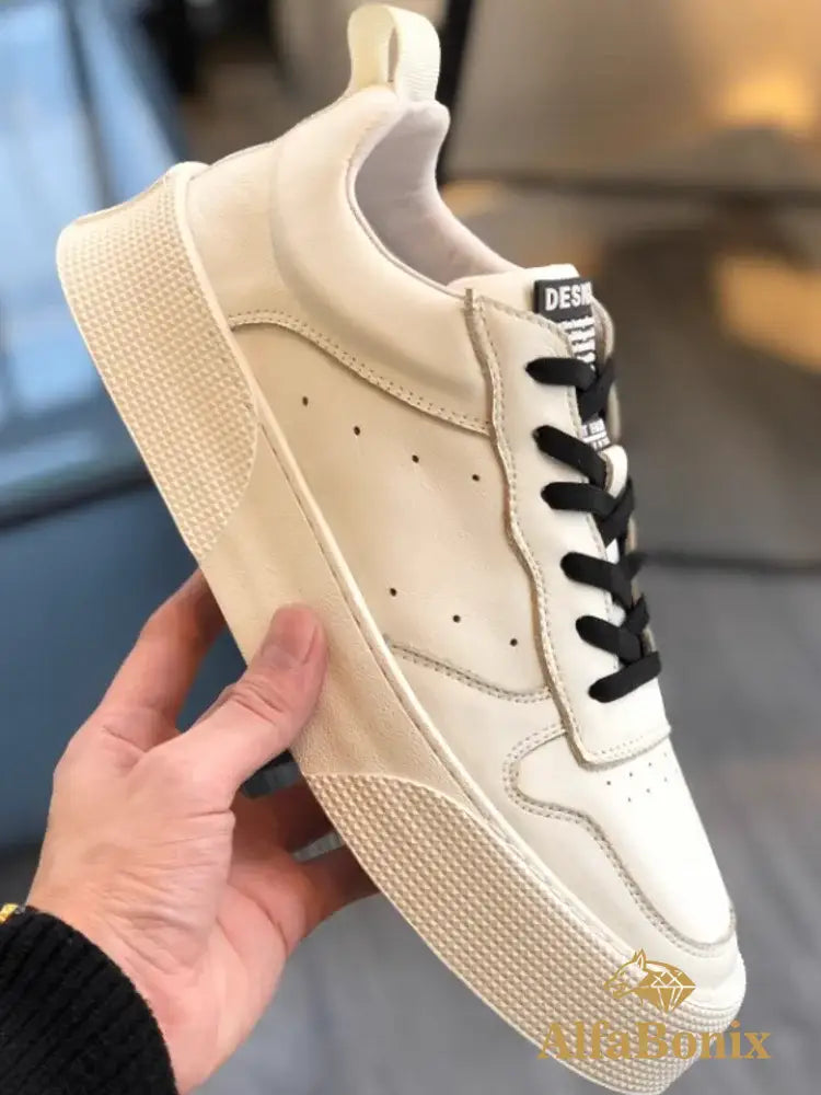 Mens Casual Thick Platform Skateboard Shoes Low Cut Lace Up Joggers Sneakers Fashion Breathable