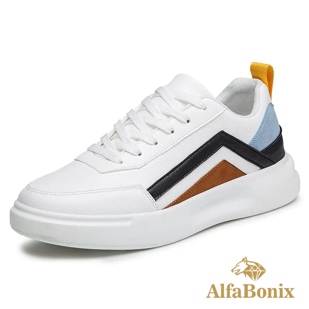 Tênis Masculino Casual Wash Branco com azul / 37 TENIS MASCULINO