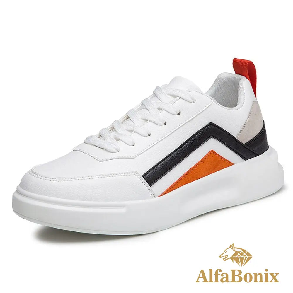 Tênis Masculino Casual Wash Branco com laranja / 37 TENIS MASCULINO
