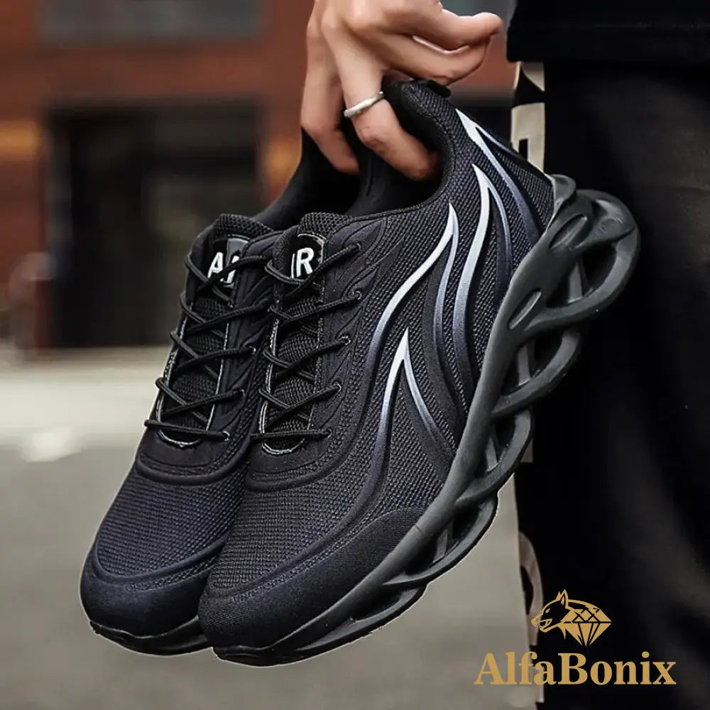 Fashion Running Shoes Men Flame Printed Sneakers Knit Athletic Sports Blade Cushioning Jogging