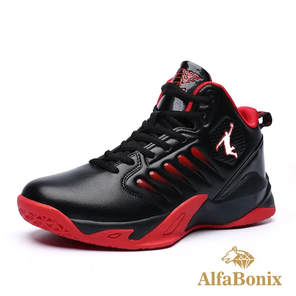 Tênis Masculino De Basquete Street Couple Preto E Vermelho / 36