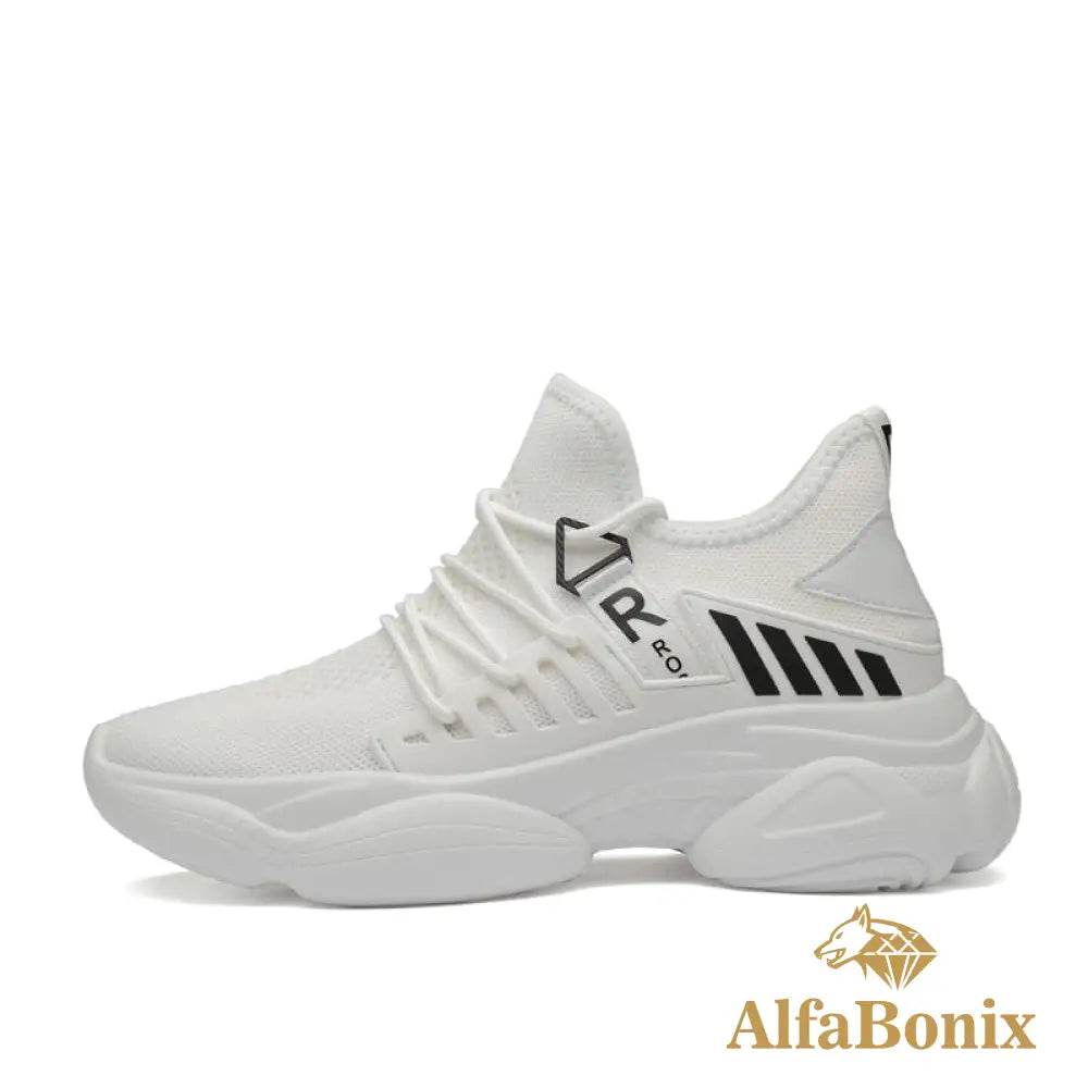 Tênis Masculino Elevator - Aumento De Altura Em Até 8Cm Branco E Preto / 35